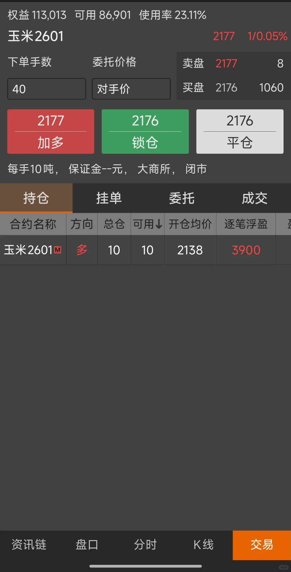 玉米2601下午收盘分析