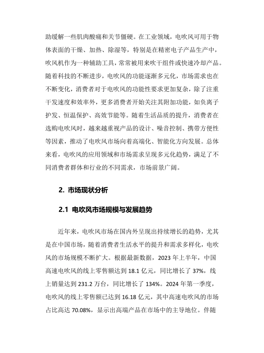 2025年电吹风行业调研分析报告