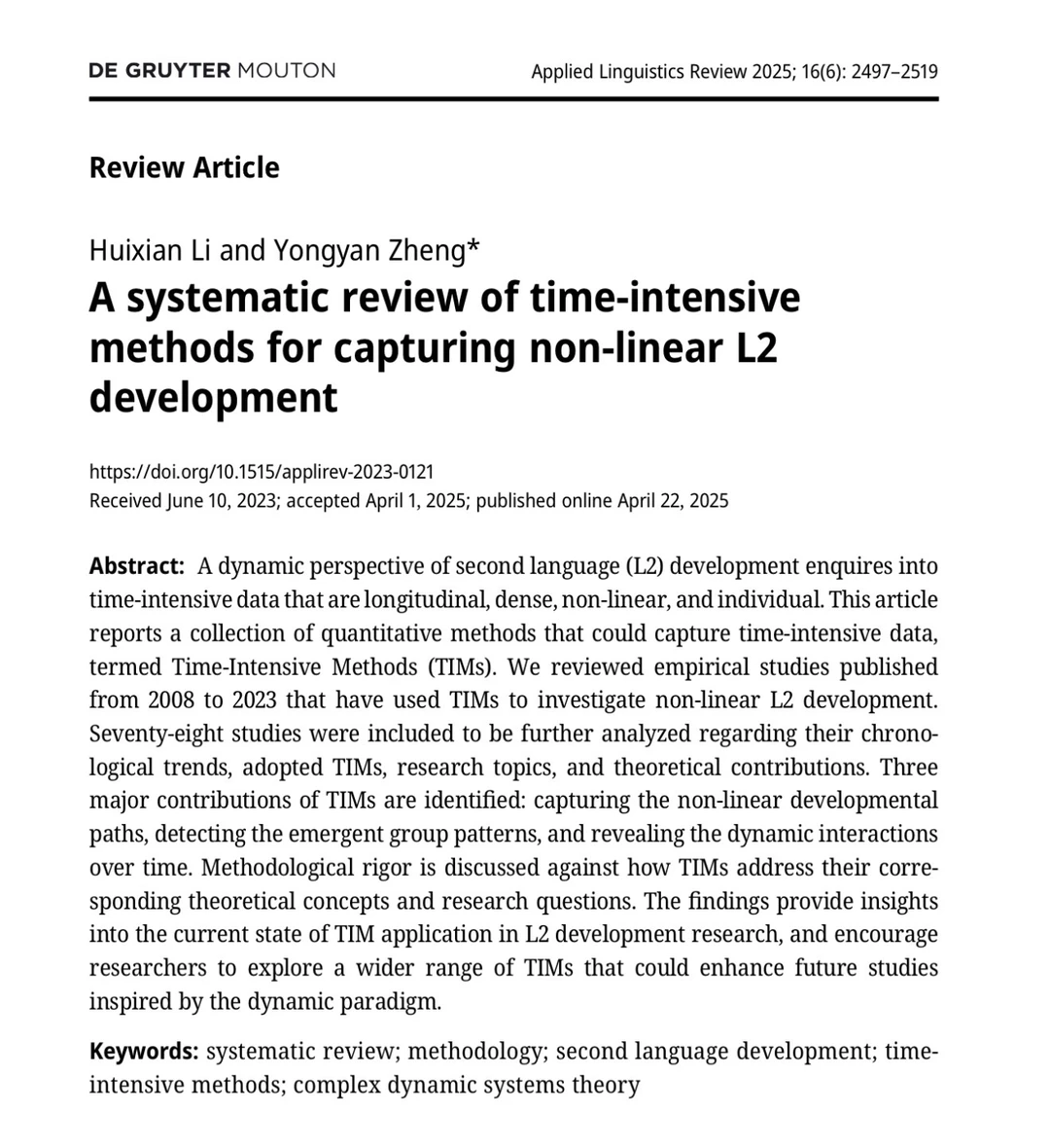 非线性二语发展的时间密集型研究方法导读