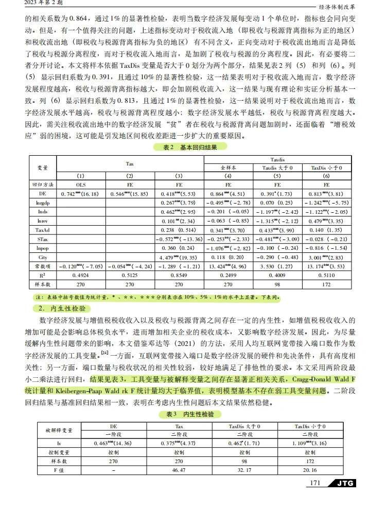 数字经济发展对地区税收分配的影响