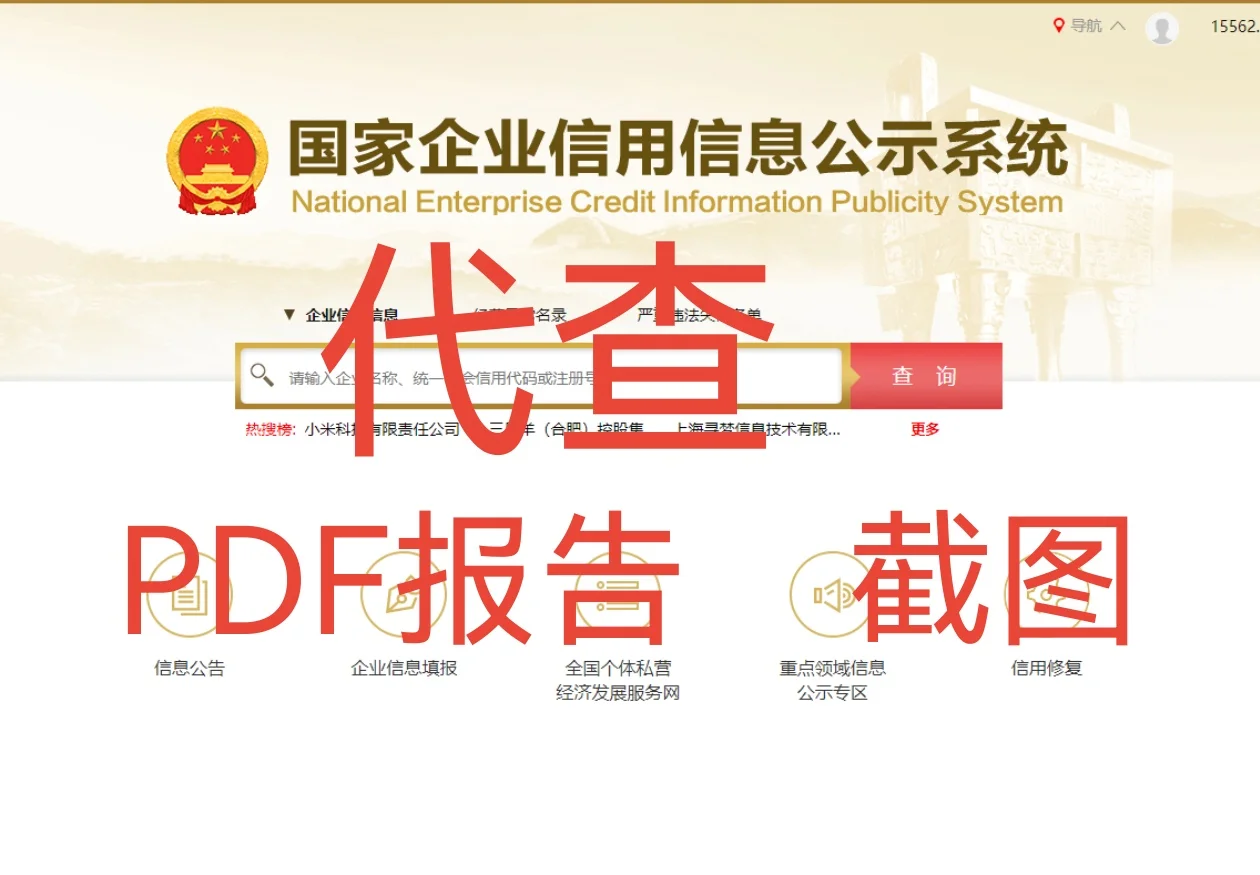 国家企业信用信息平台代查