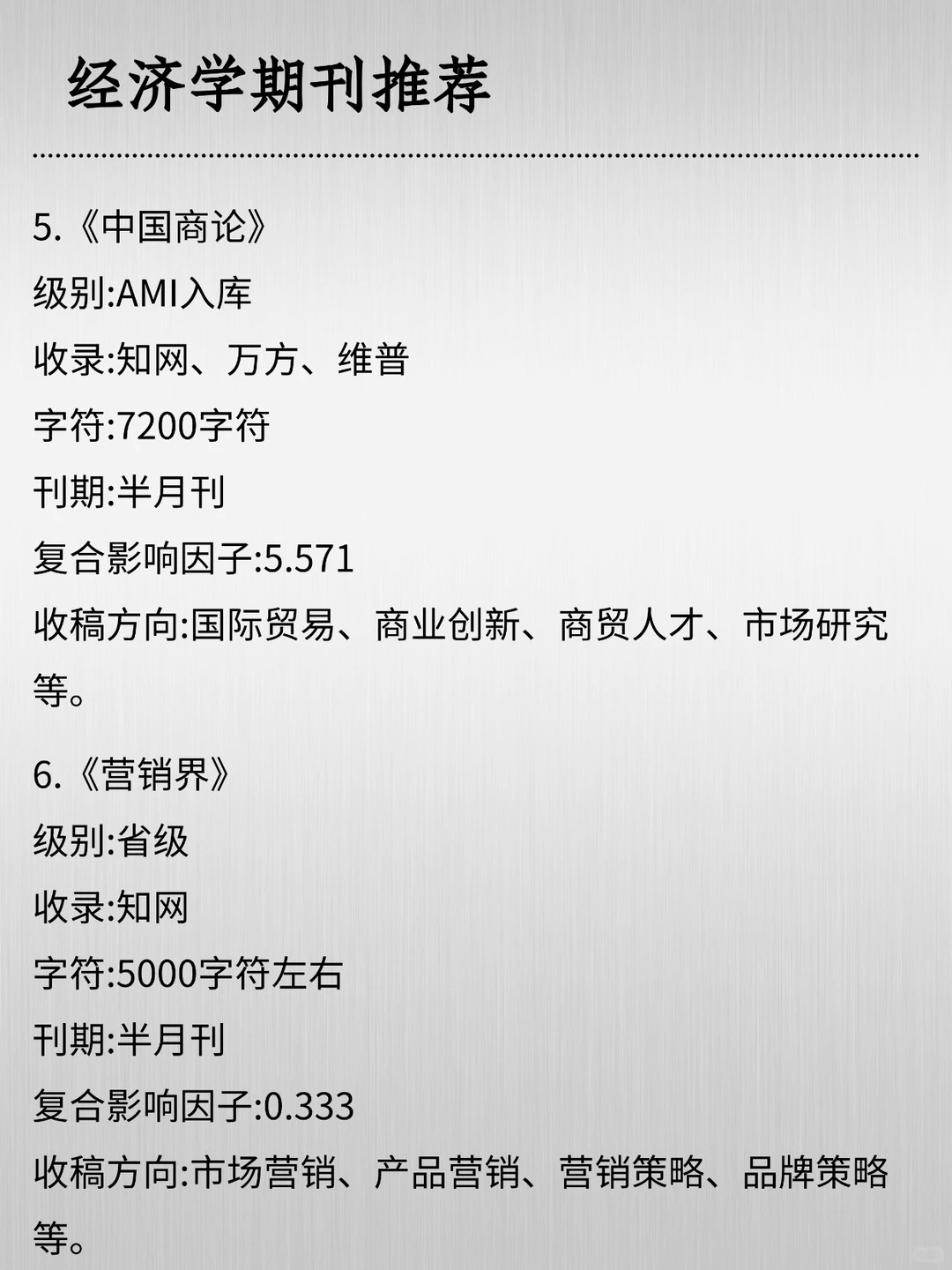 经济学发刊清单！ 闭眼投 核心期刊 +易中刊