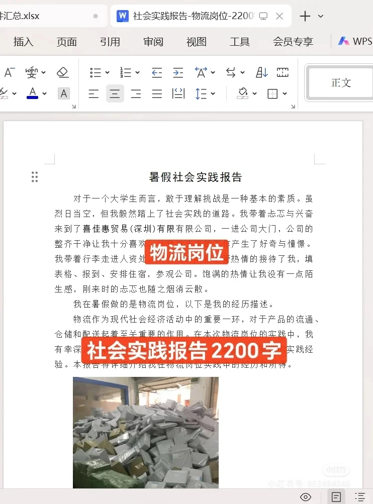 物流岗位-社会实践报告-2200字