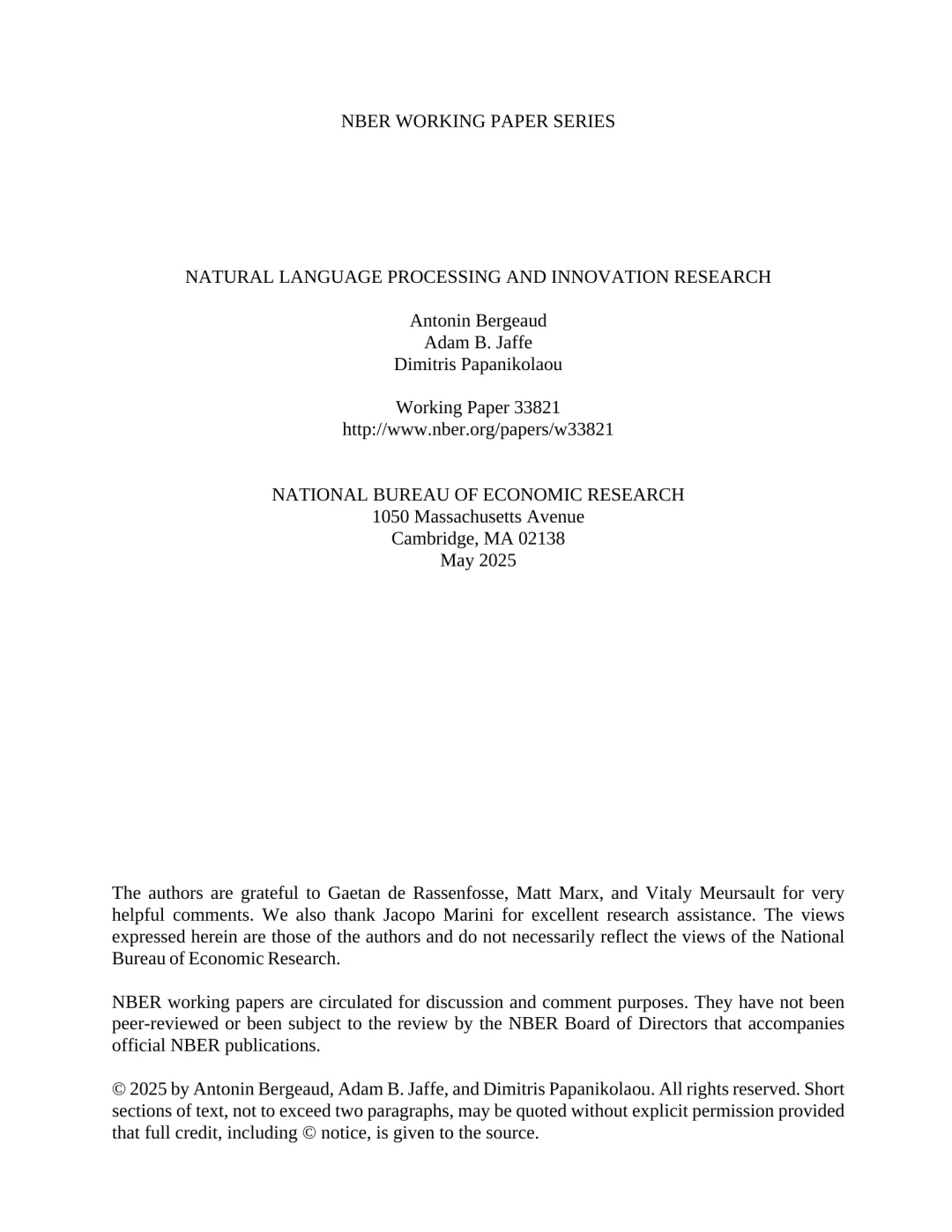 NBER:自然语言处理与创新研究