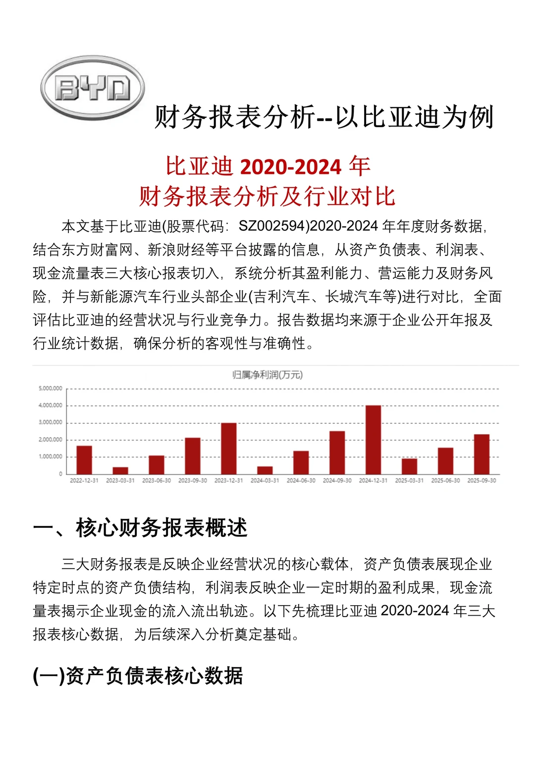 财务报表分析--以比亚迪为例