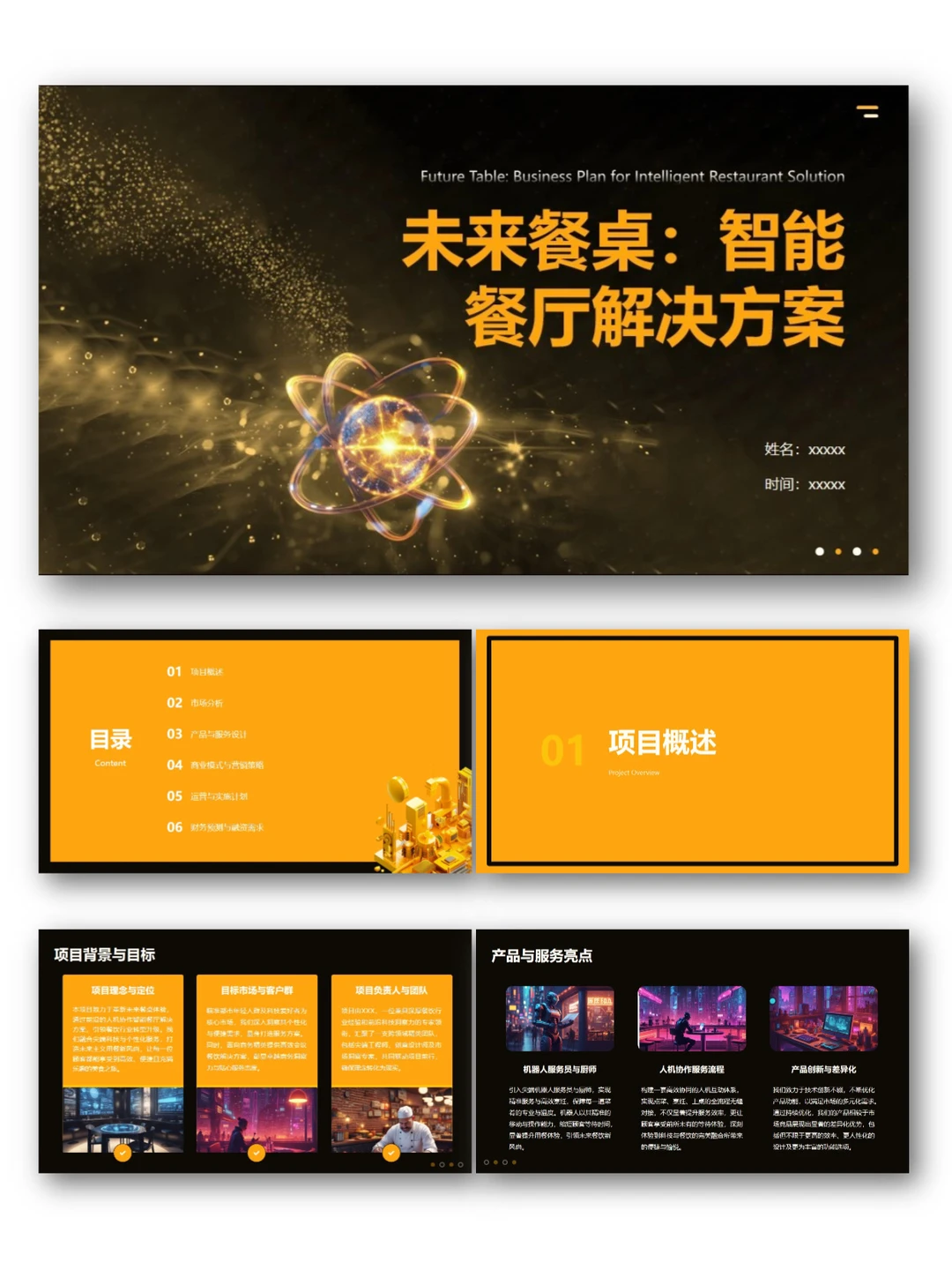 未来智能餐厅商业创业计划书PPT+ Word