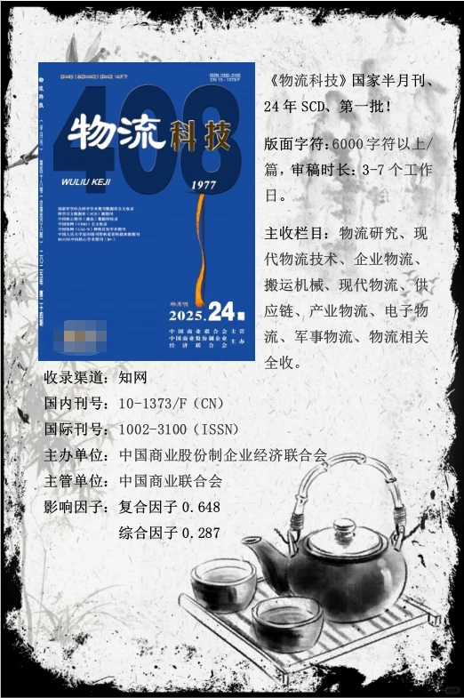 24年物流SCD期刊，封面核心字样，来稿就收