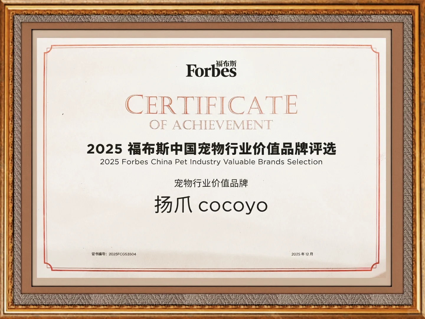 扬爪COCOYO荣获福布斯中国宠物行业价值品牌