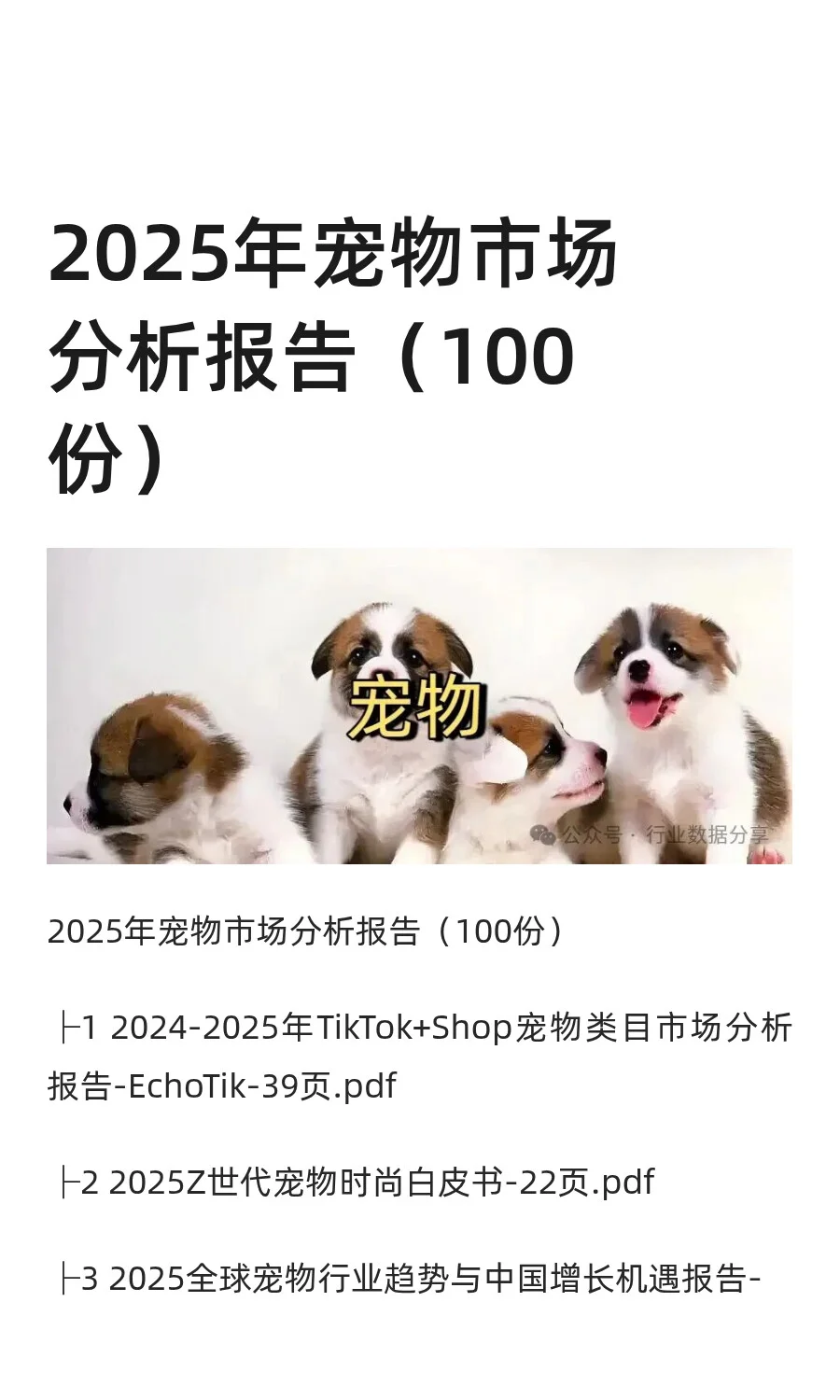 2025年宠物市场分析报告(100份)