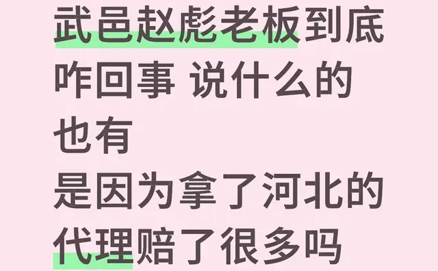 武邑赵彪老板到底咋回事 说什么的也有