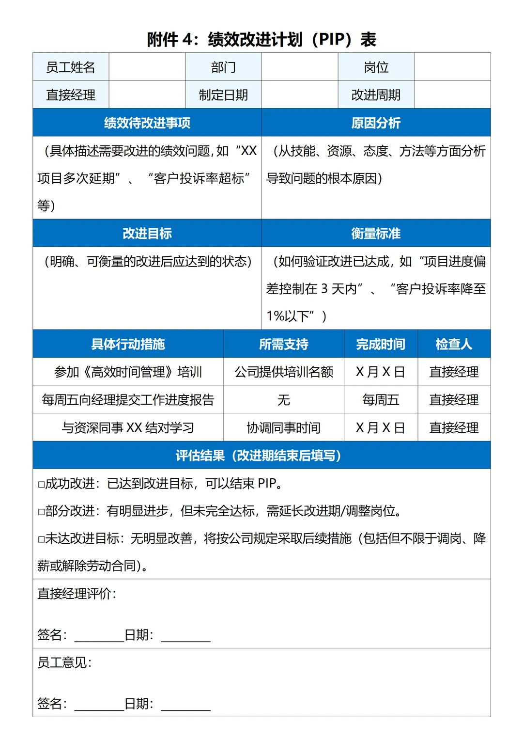 中小型公司绩效管理制度