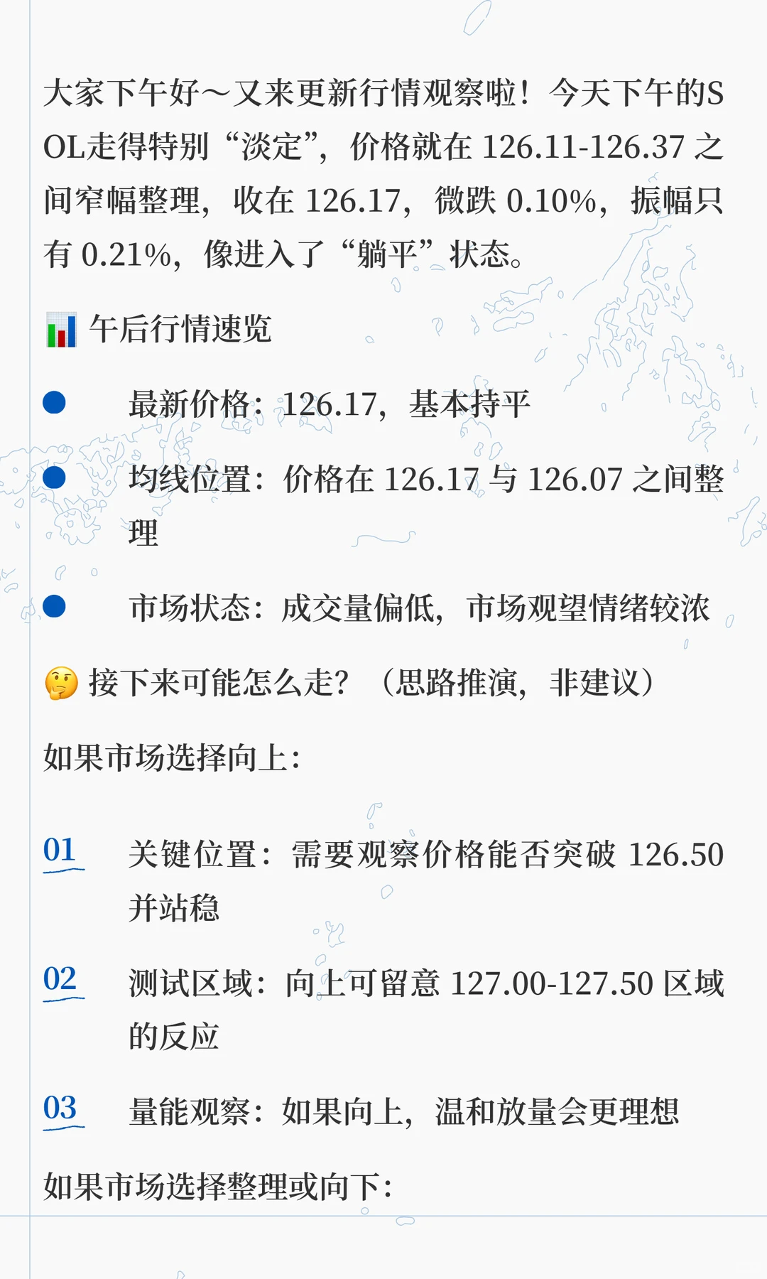 SOL午后“躺平”行情观察