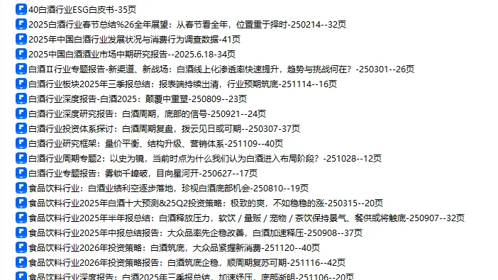 白酒行业研究报告合集2025年2026年