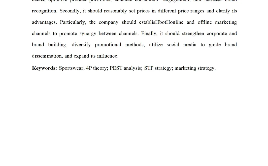 H 运动服饰企业营销策略优化研究