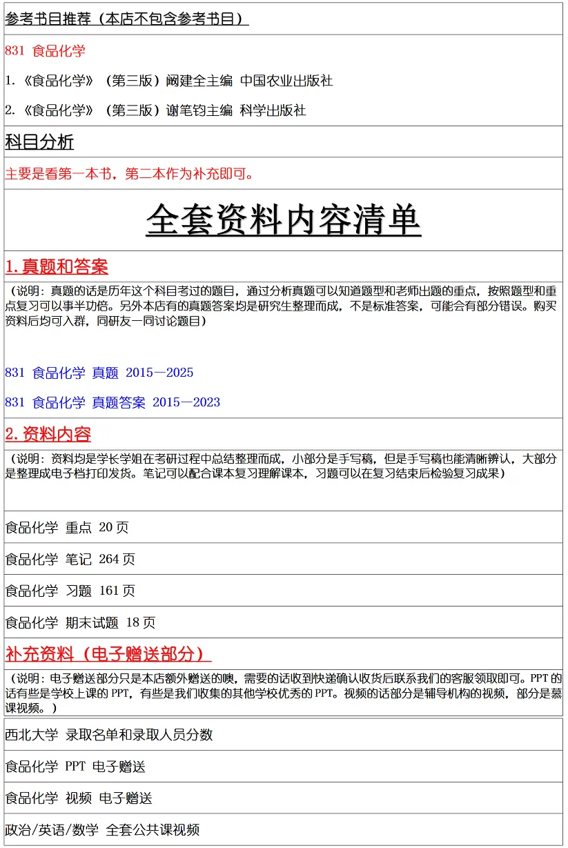 西北大学2027考研真题和资料 | 西北大学食品科学与工程考研831食品化学答案笔记习题!持续更新中…-第12张图片-四季读书网 西北大学2027考研真题和资料 | 西北大学食品科学与工程考研831食品化学答案笔记习题!持续更新中…-第12张图片-四季读书网