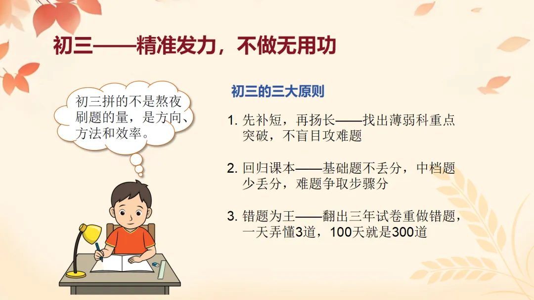 初一上开学家长会ppt:看懂新中考,从初一开始,用三年收获!-第38张图片-四季读书网