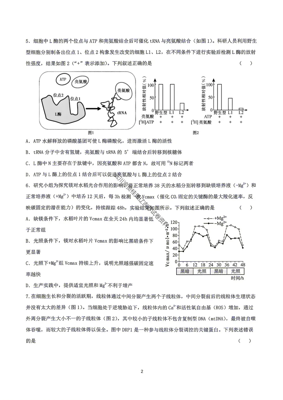 2027届成都七中高三8月开学考试生物试卷-第4张图片-四季读书网