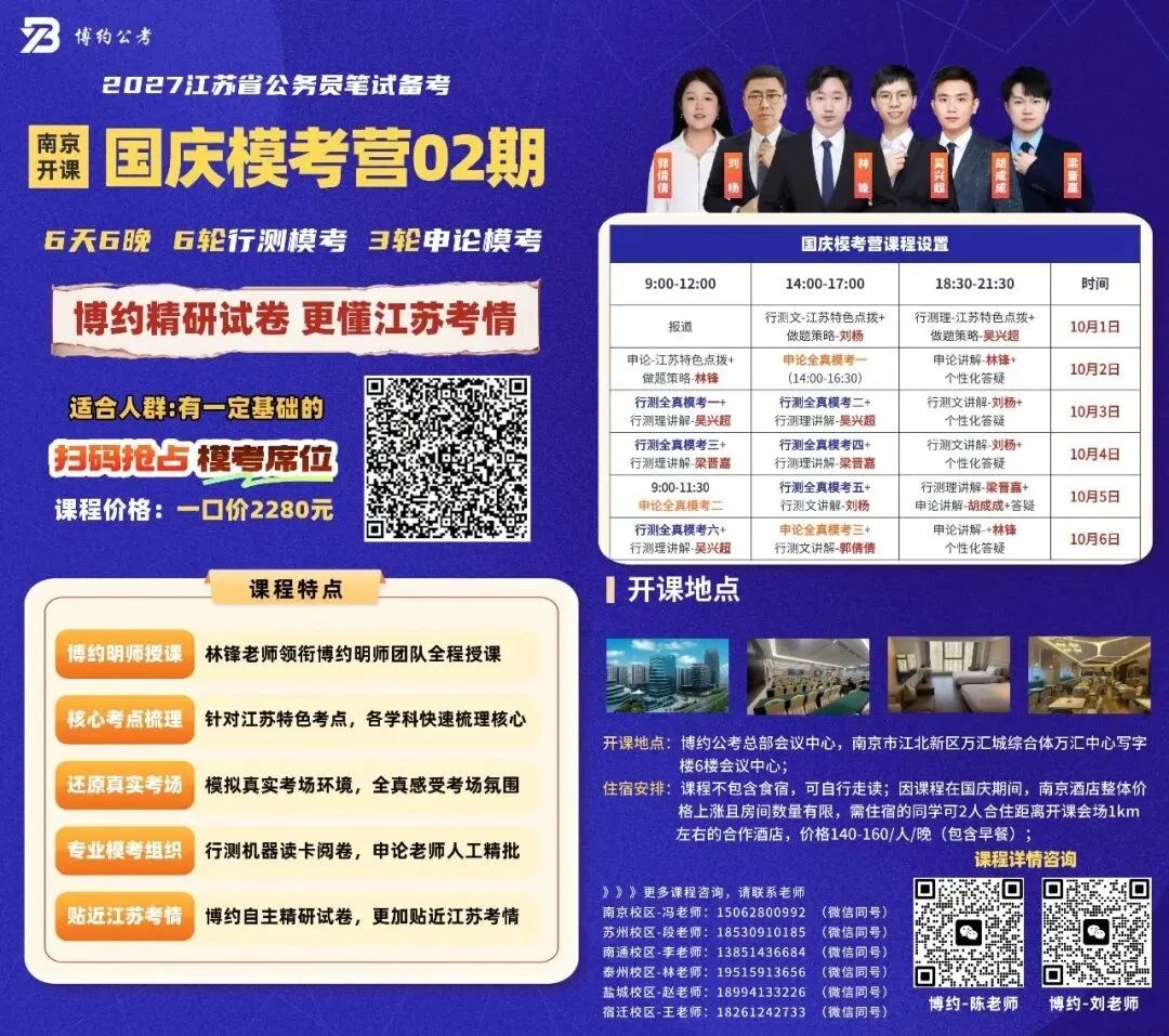 博约公考南京国庆模考营02班来啦!9月1日上午开始报名!-第2张图片-四季读书网 博约公考南京国庆模考营02班来啦!9月1日上午开始报名!-第2张图片-四季读书网