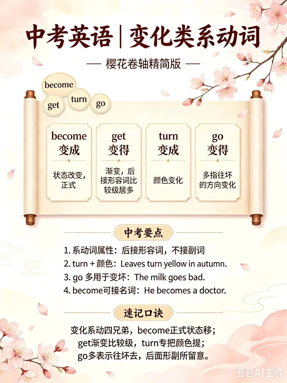 中考语法精讲|变化类系动词-第1张图片-四季读书网