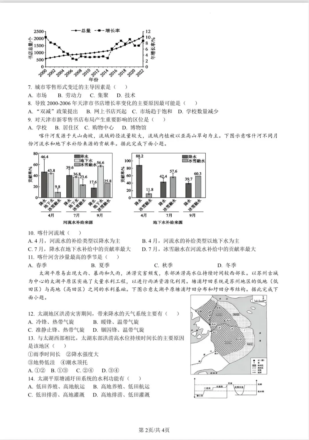 A10联盟高三学情调研地理试卷-第2张图片-四季读书网