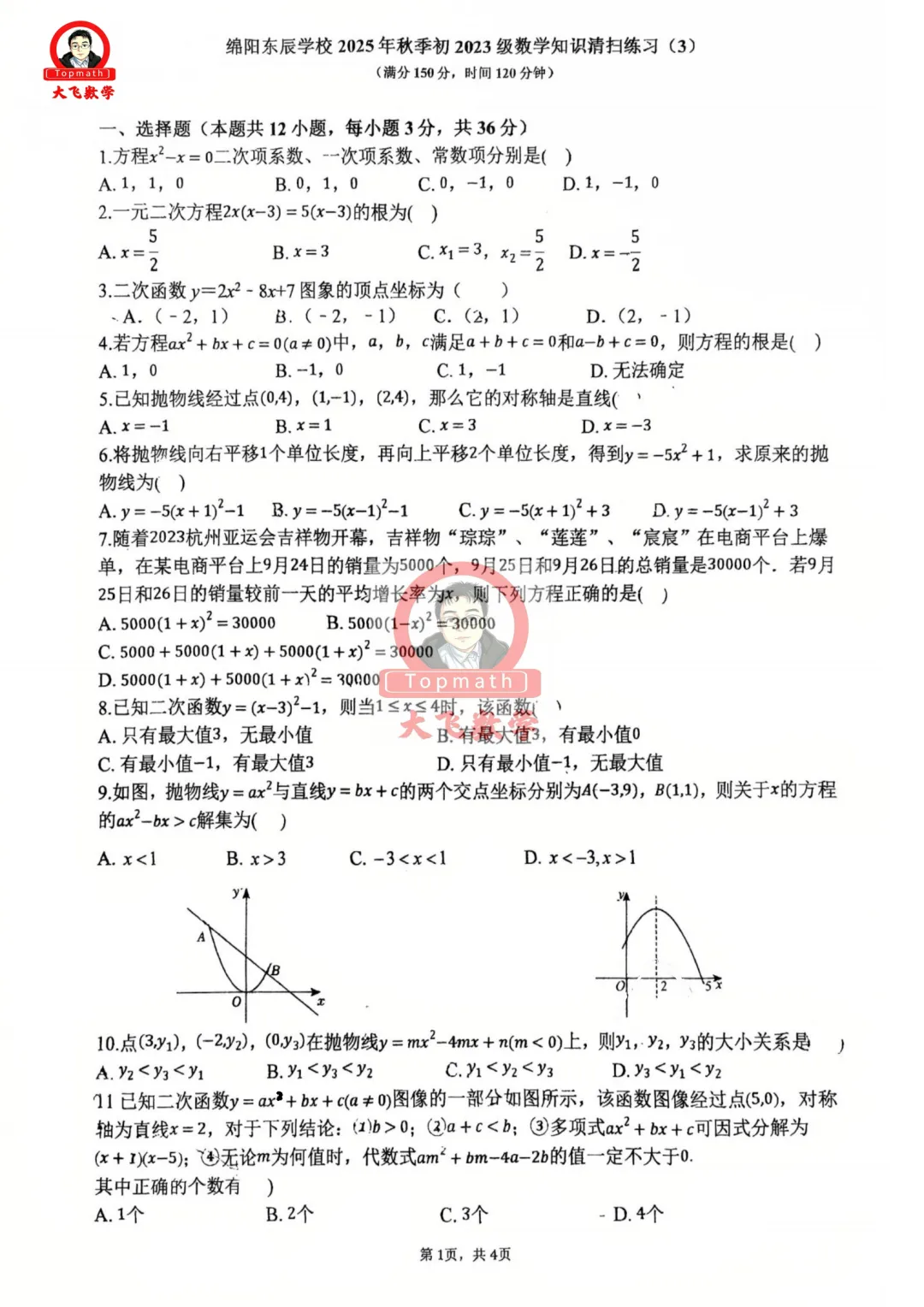 2027绵阳中考冲刺班周周练第1周和第2周卷子来啦!-第1张图片-四季读书网