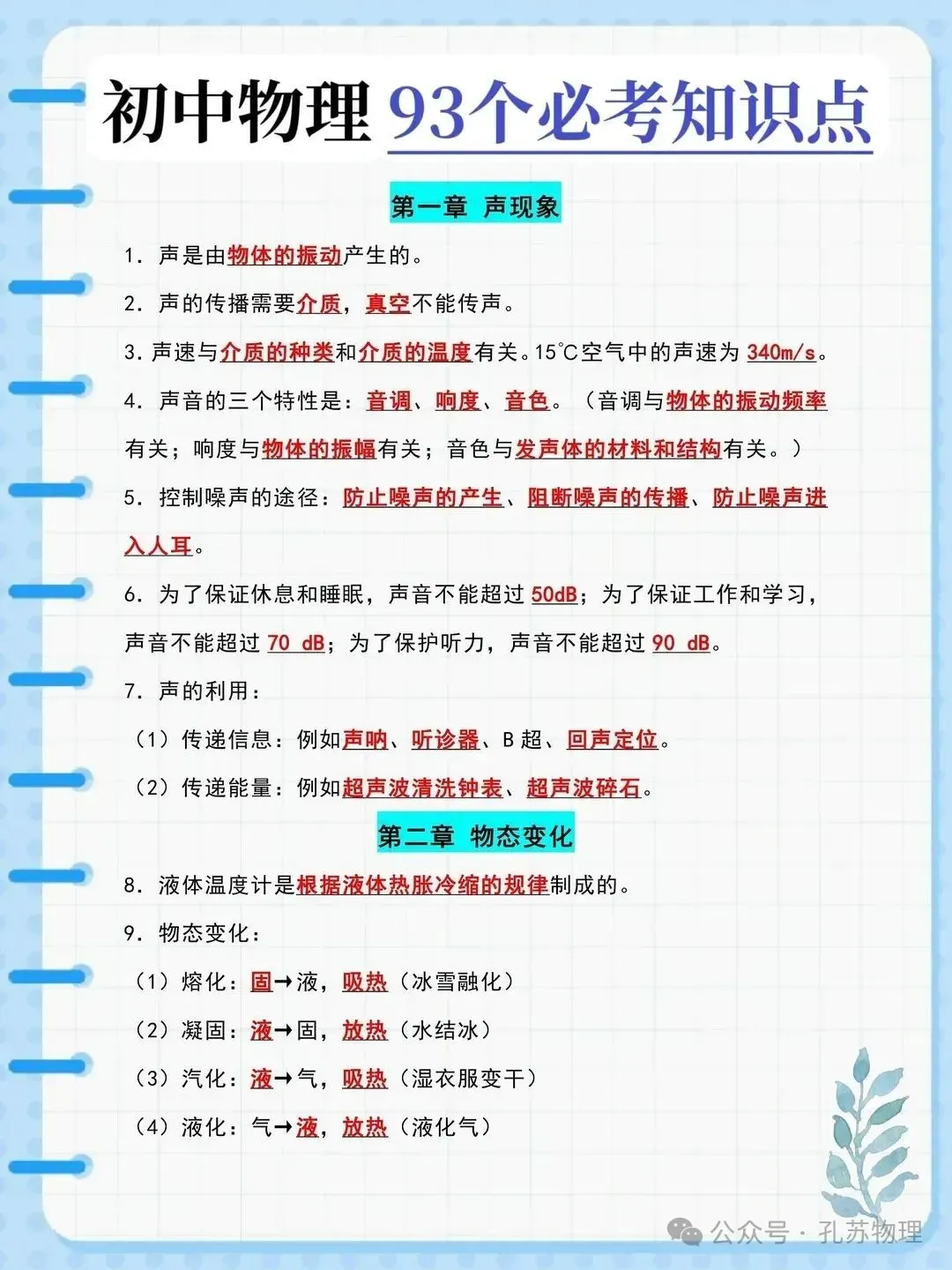 中考物理93个必考知识点 (超详细)-第1张图片-四季读书网