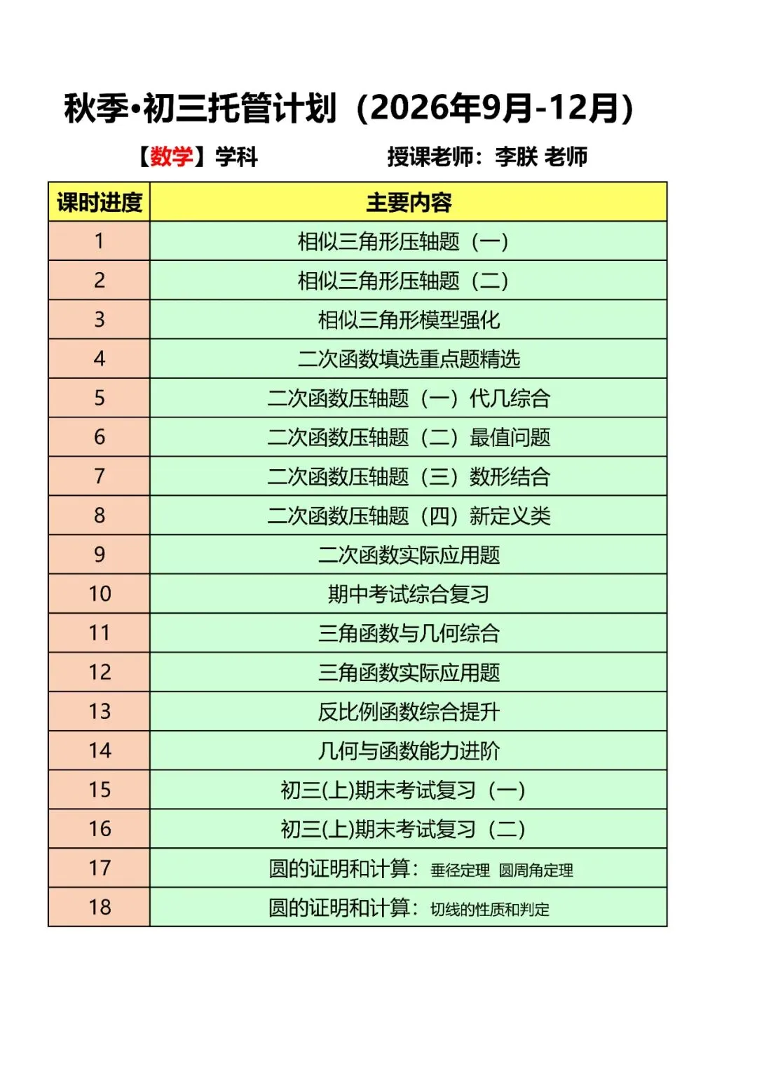 【2026秋季】初三中考冲刺班课程计划!-第44张图片-四季读书网