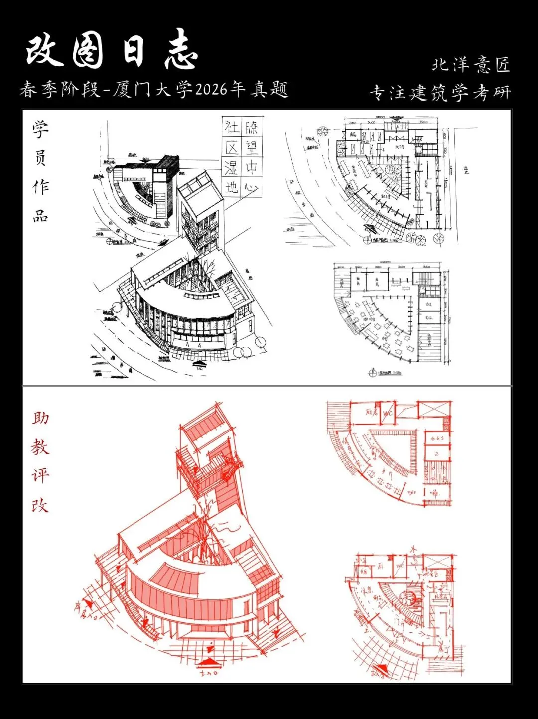 【快题改图日志09】建筑学考研快题营·社区湿地瞭望中心设计(厦门大学2026年)-第9张图片-四季读书网 【快题改图日志09】建筑学考研快题营·社区湿地瞭望中心设计(厦门大学2026年)-第9张图片-四季读书网