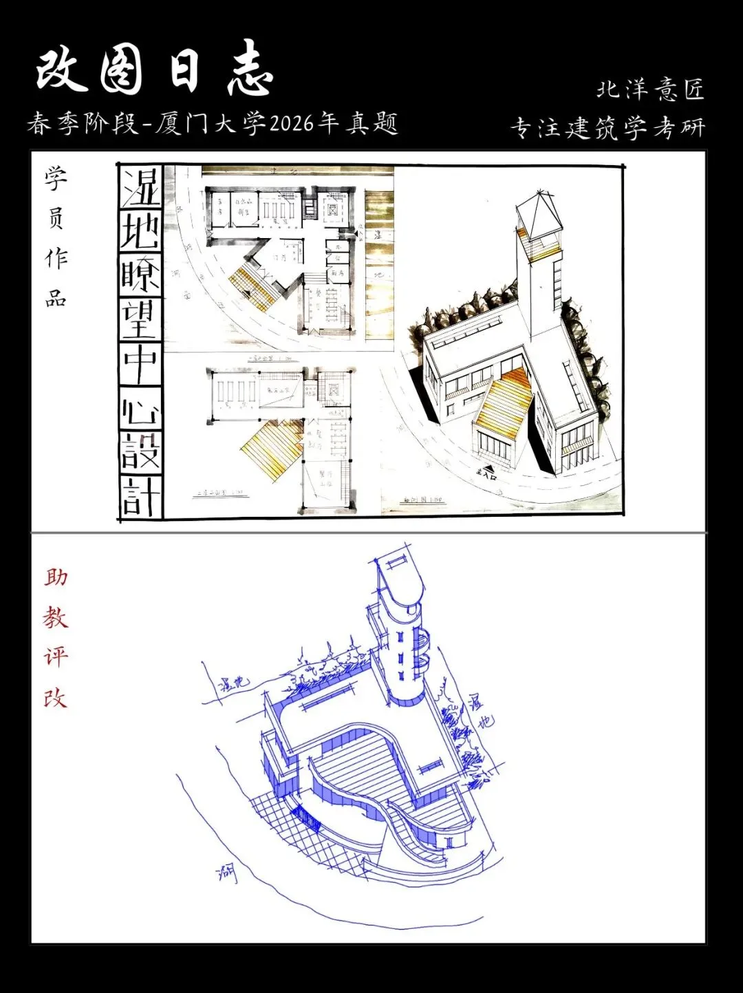 【快题改图日志09】建筑学考研快题营·社区湿地瞭望中心设计(厦门大学2026年)-第13张图片-四季读书网 【快题改图日志09】建筑学考研快题营·社区湿地瞭望中心设计(厦门大学2026年)-第13张图片-四季读书网