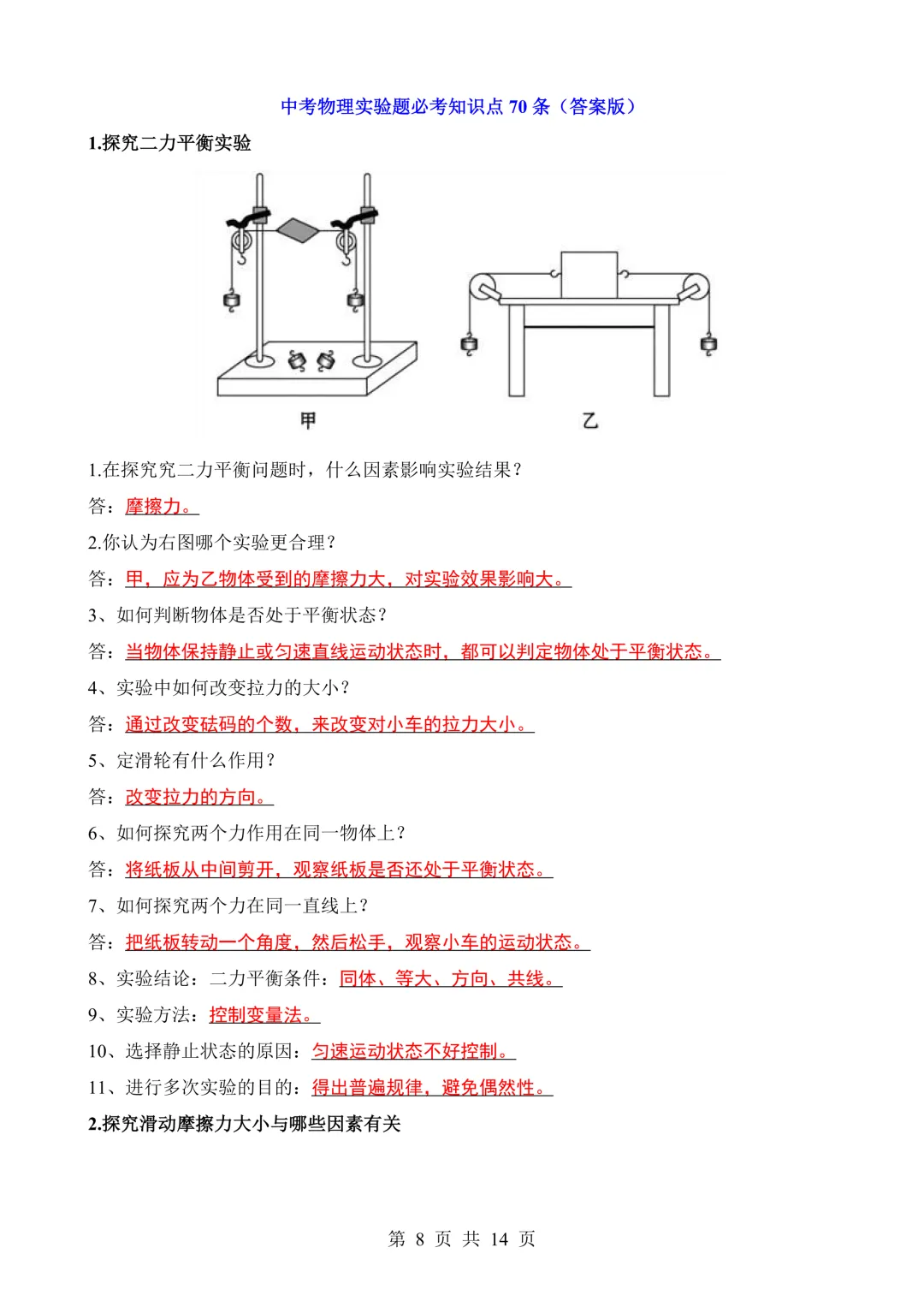 中考物理实验题必考知识点70条,有答案,可下载!-第9张图片-四季读书网 中考物理实验题必考知识点70条,有答案,可下载!-第9张图片-四季读书网