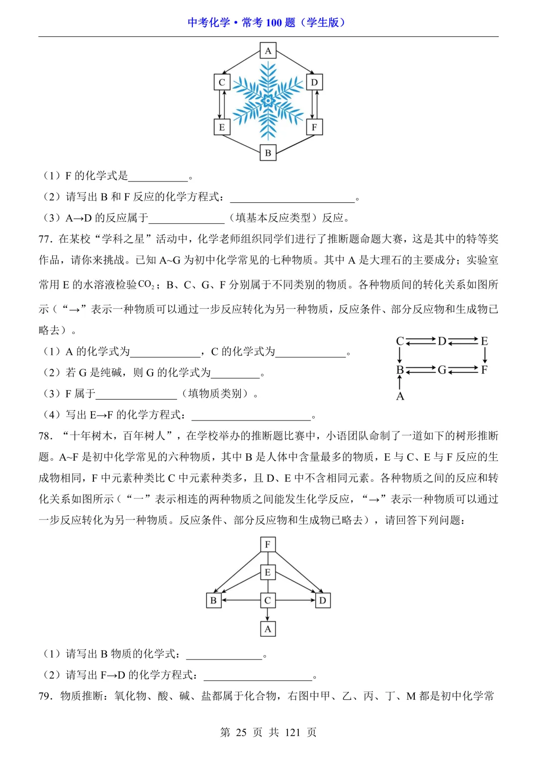 中考化学 · 常考100题,附答案~可打印!-第26张图片-四季读书网 中考化学 · 常考100题,附答案~可打印!-第26张图片-四季读书网