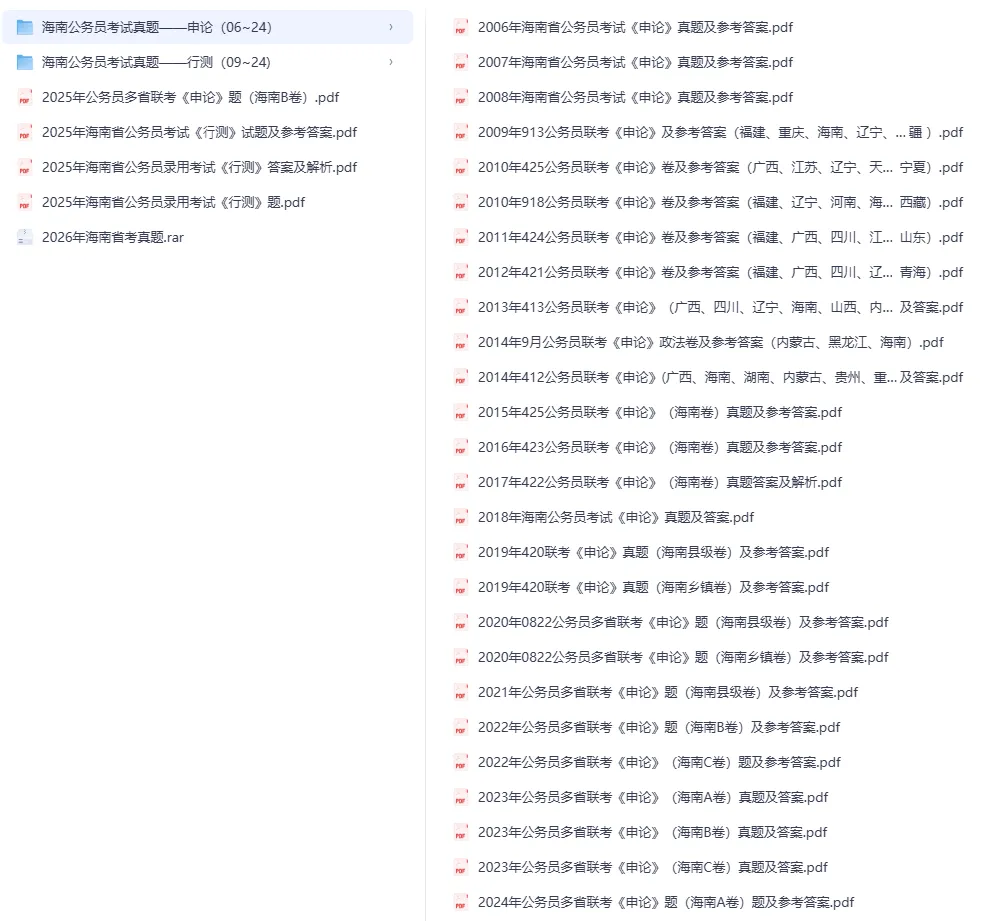 2026年海南省考真题及答案合集【附2005-2026年真题试卷及参考答案PDF】-第2张图片-四季读书网