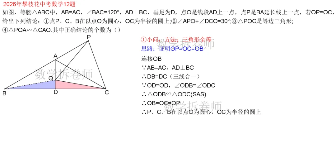 2026年攀枝花中考数学12题(选压)没有思路就用反证法-第2张图片-四季读书网