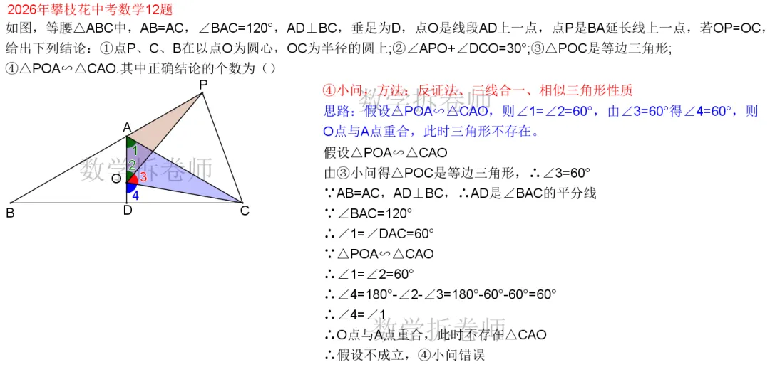 2026年攀枝花中考数学12题(选压)没有思路就用反证法-第5张图片-四季读书网