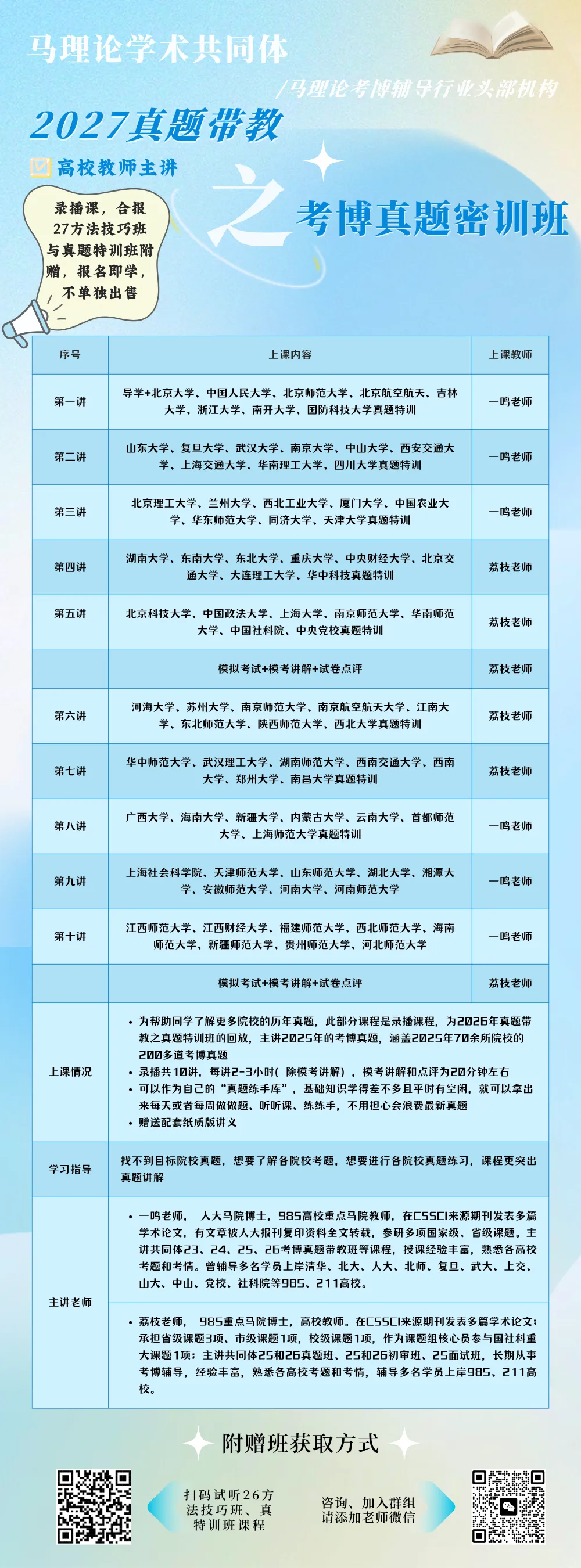 真题学这就够了丨985重马教师、人大博士等授课丨70多所院校400+道考博逐一讲:27带教班学习说明和建议-第17张图片-四季读书网