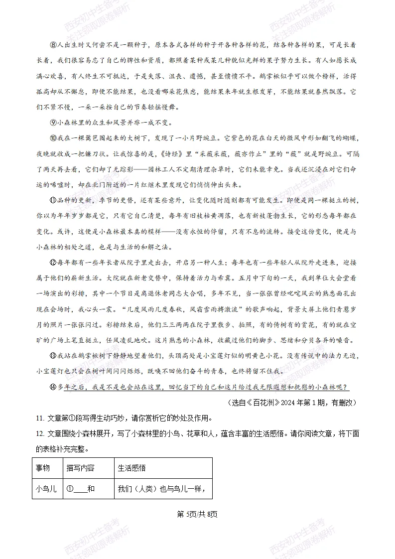 五大名校真题练!西安铁一中学25-26九上第一次月考【语文】|试卷、答案免费下载-第6张图片-四季读书网 五大名校真题练!西安铁一中学25-26九上第一次月考【语文】|试卷、答案免费下载-第6张图片-四季读书网
