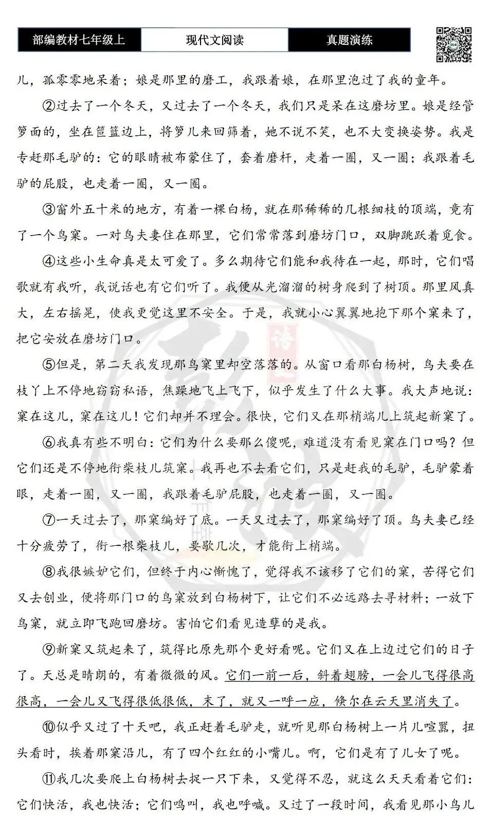 【现代文阅读-真题演练】七年级上-45-鸟窠-思维导图+试题精析-第6张图片-四季读书网 【现代文阅读-真题演练】七年级上-45-鸟窠-思维导图+试题精析-第6张图片-四季读书网