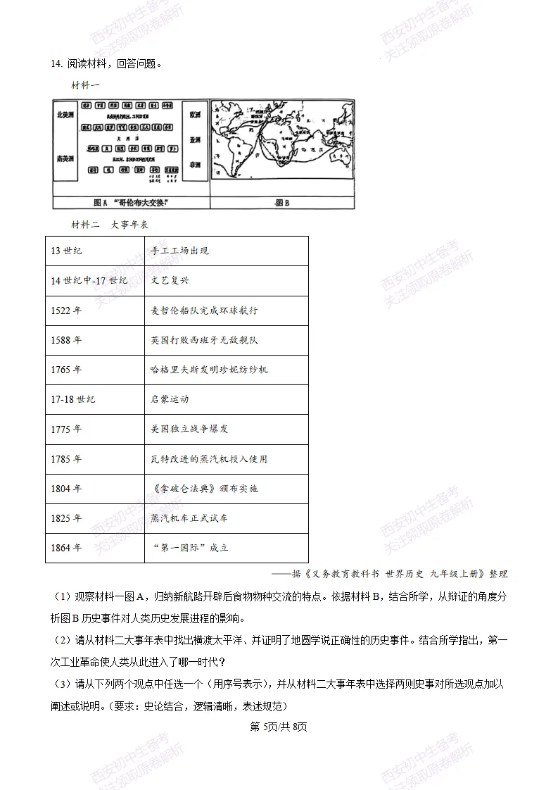 西安五大名校真题练!西工大附中25-26九上第一次月考【历史】|试卷、答案免费下载-第6张图片-四季读书网 西安五大名校真题练!西工大附中25-26九上第一次月考【历史】|试卷、答案免费下载-第6张图片-四季读书网