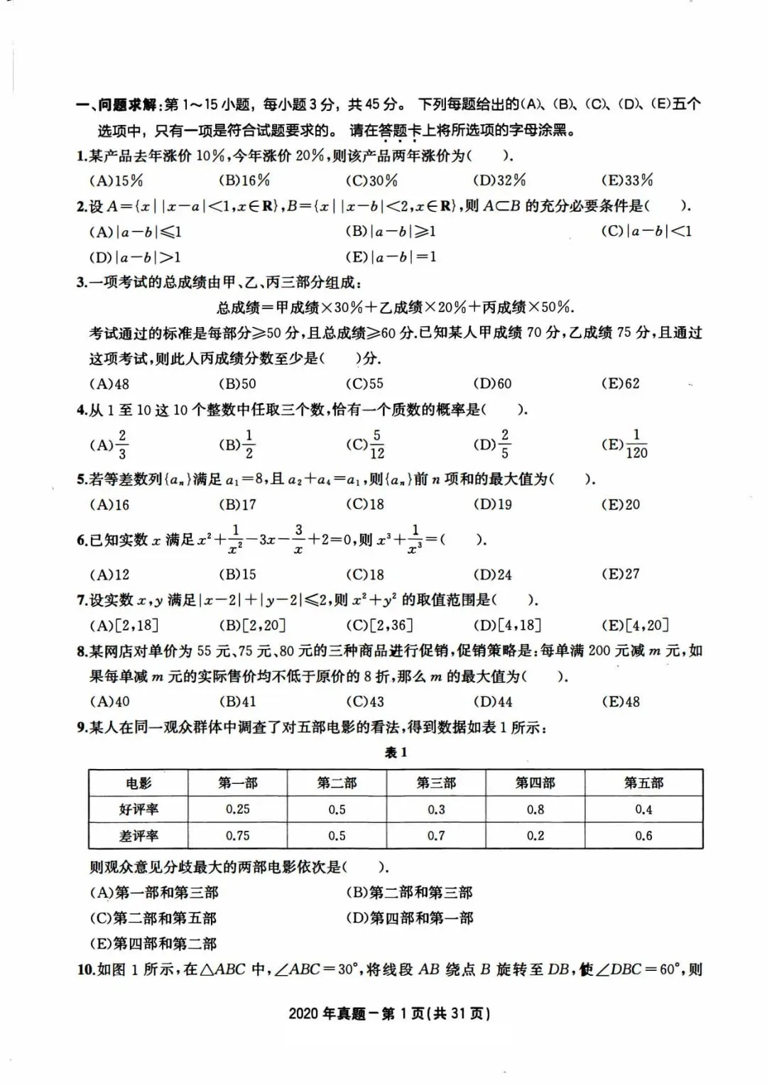 2020年考研199管理类综合真题及答案解析-第4张图片-四季读书网 2020年考研199管理类综合真题及答案解析-第4张图片-四季读书网