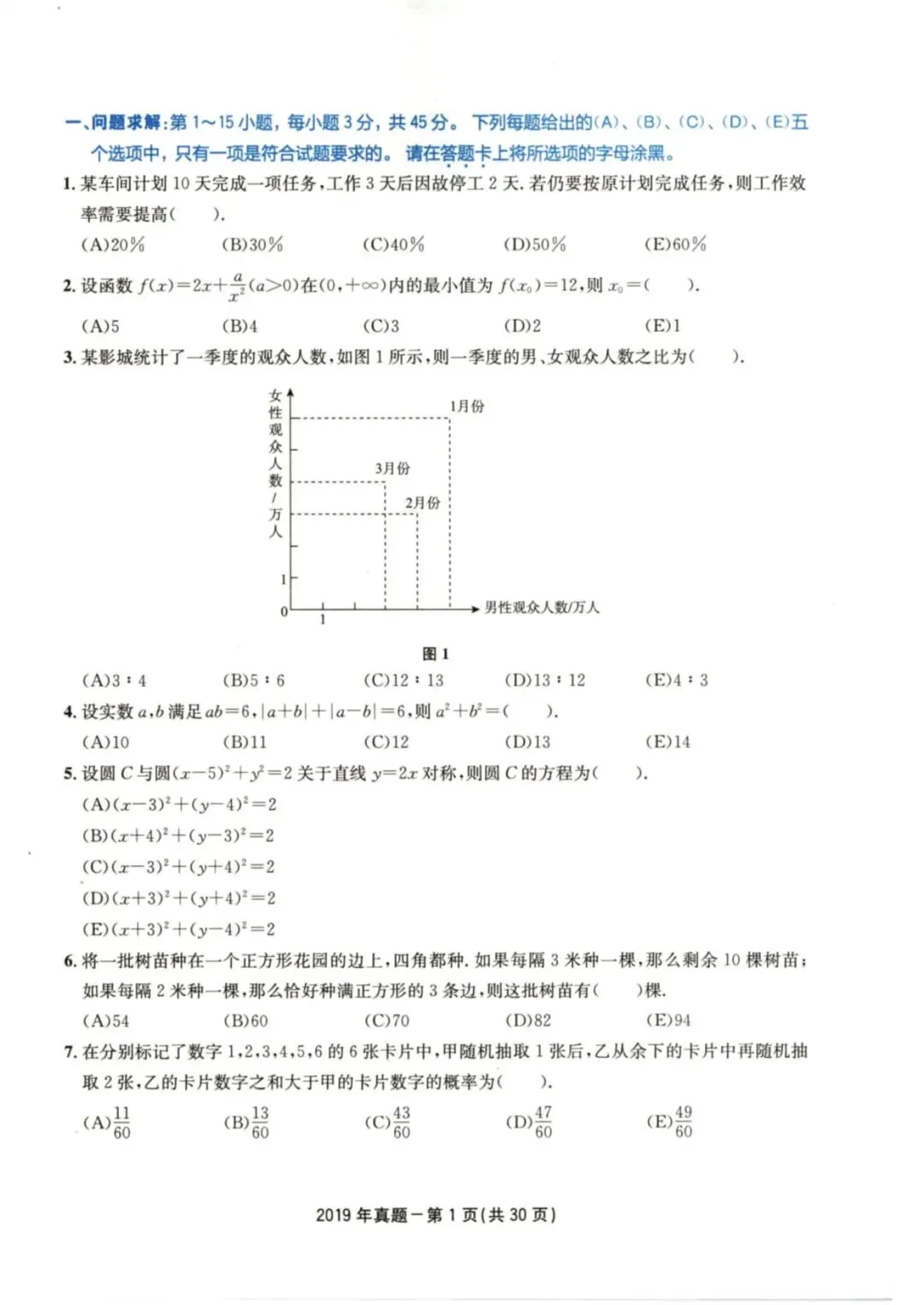 2019年考研199管理类综合真题及答案解析-第4张图片-四季读书网