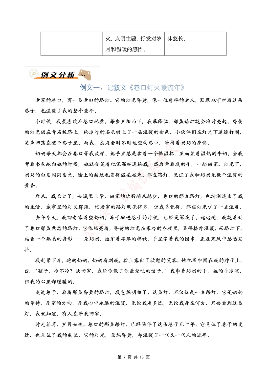 【初中语文】中考语文写作押题02 “巷口灯火暖流年”(命题作文)-第9张图片-四季读书网