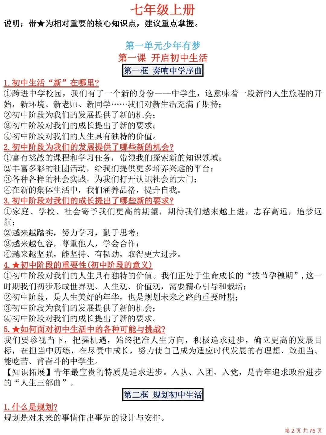 2027年中考道德与法治复习必背重点知识(6册全)-第2张图片-四季读书网