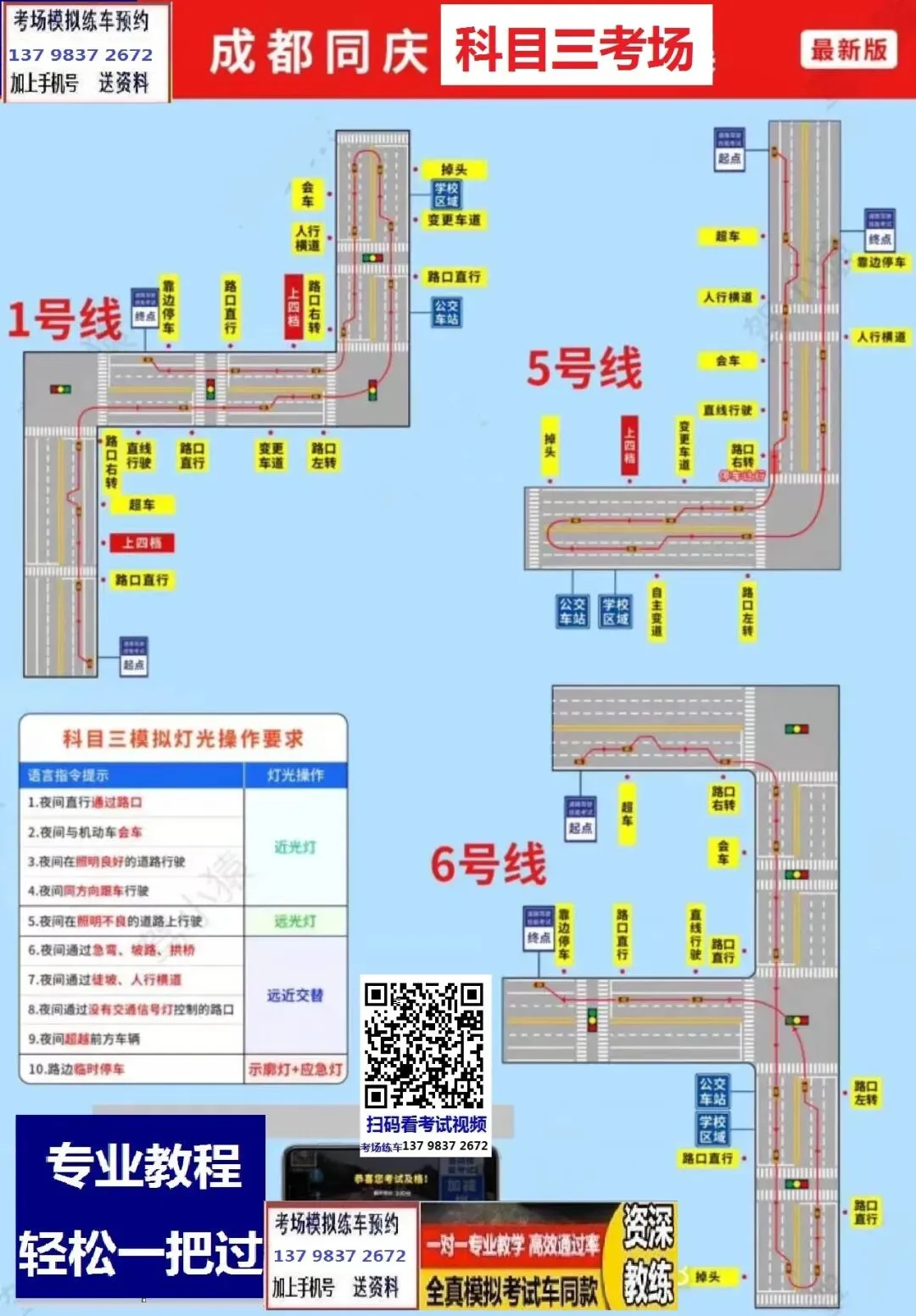成都同庆科目三考场考试视频专业讲解模拟练车路线图教学必过教程-第6张图片-四季读书网