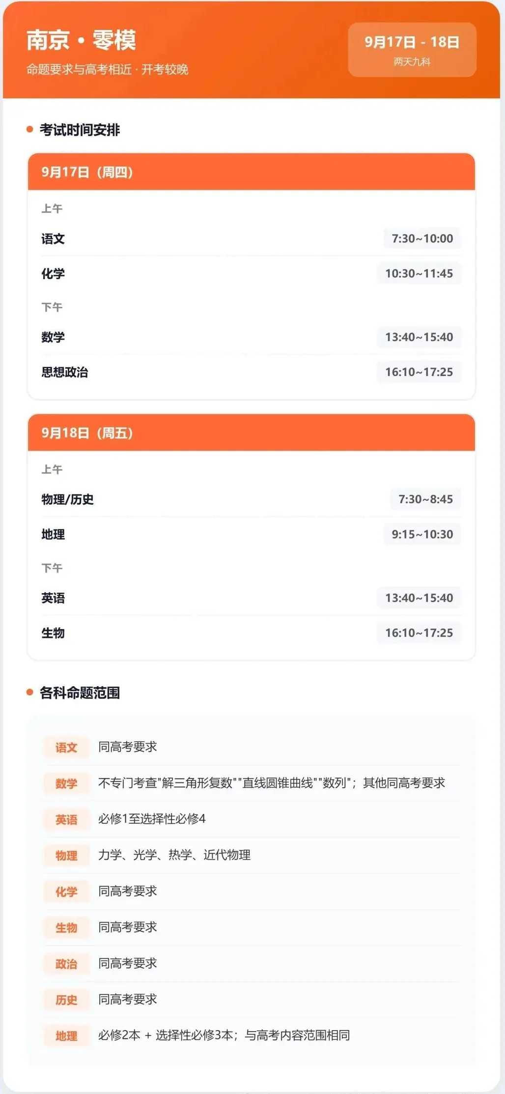 南京高三零模明天开考!各科考察范围,模考意义,往届真题一文整理-第4张图片-四季读书网