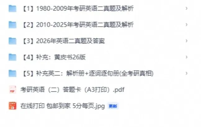【英二】考研英语二历年真题及答案解析汇总!高清PDF版(1980-2026年全)-第2张图片-四季读书网