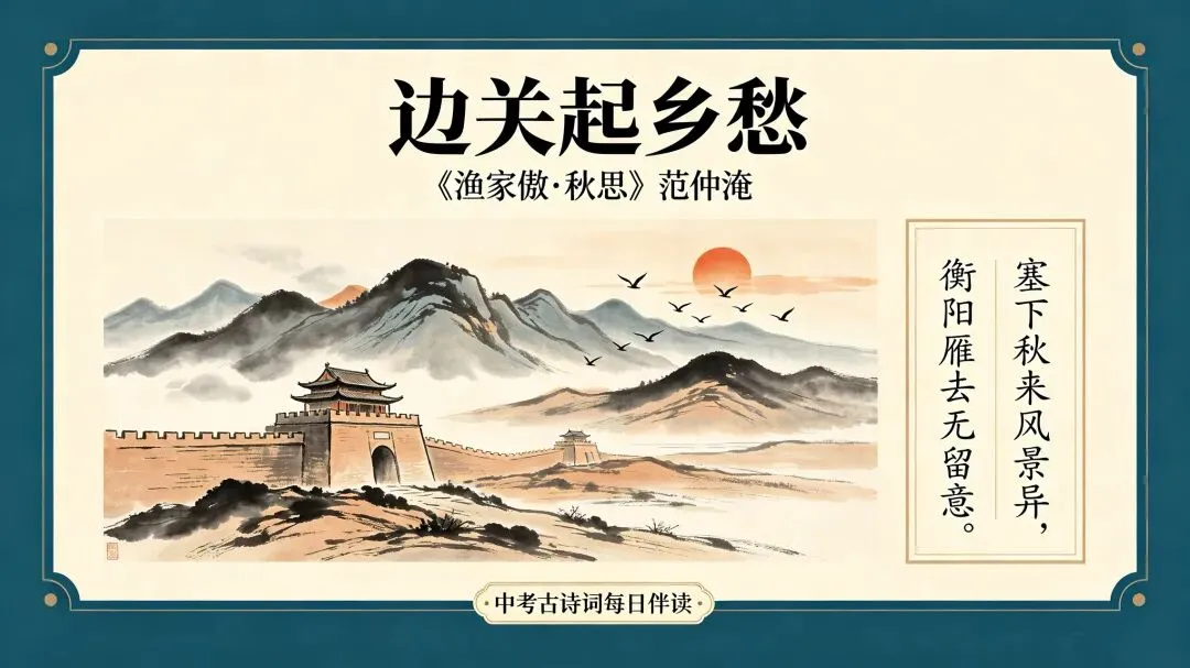 三百一十六日·语文伴中考|Day35(2026.09.16)边关起乡愁:精读范仲淹《渔家傲·秋思》,吃透边塞思乡词答题模板-第1张图片-四季读书网
