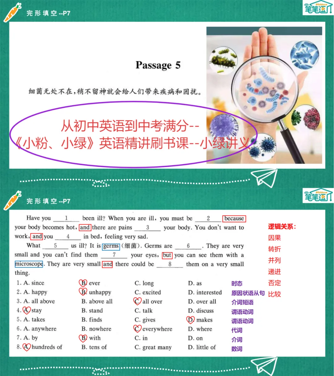 【好书推荐】从初中英语到中考满分--《小粉、小绿》英语精讲刷书课-第7张图片-四季读书网