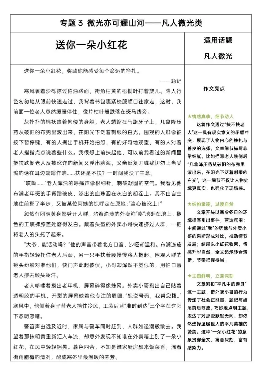 中考作文专题|凡人微光:寻常烟火里,藏着最动人的温柔-第1张图片-四季读书网