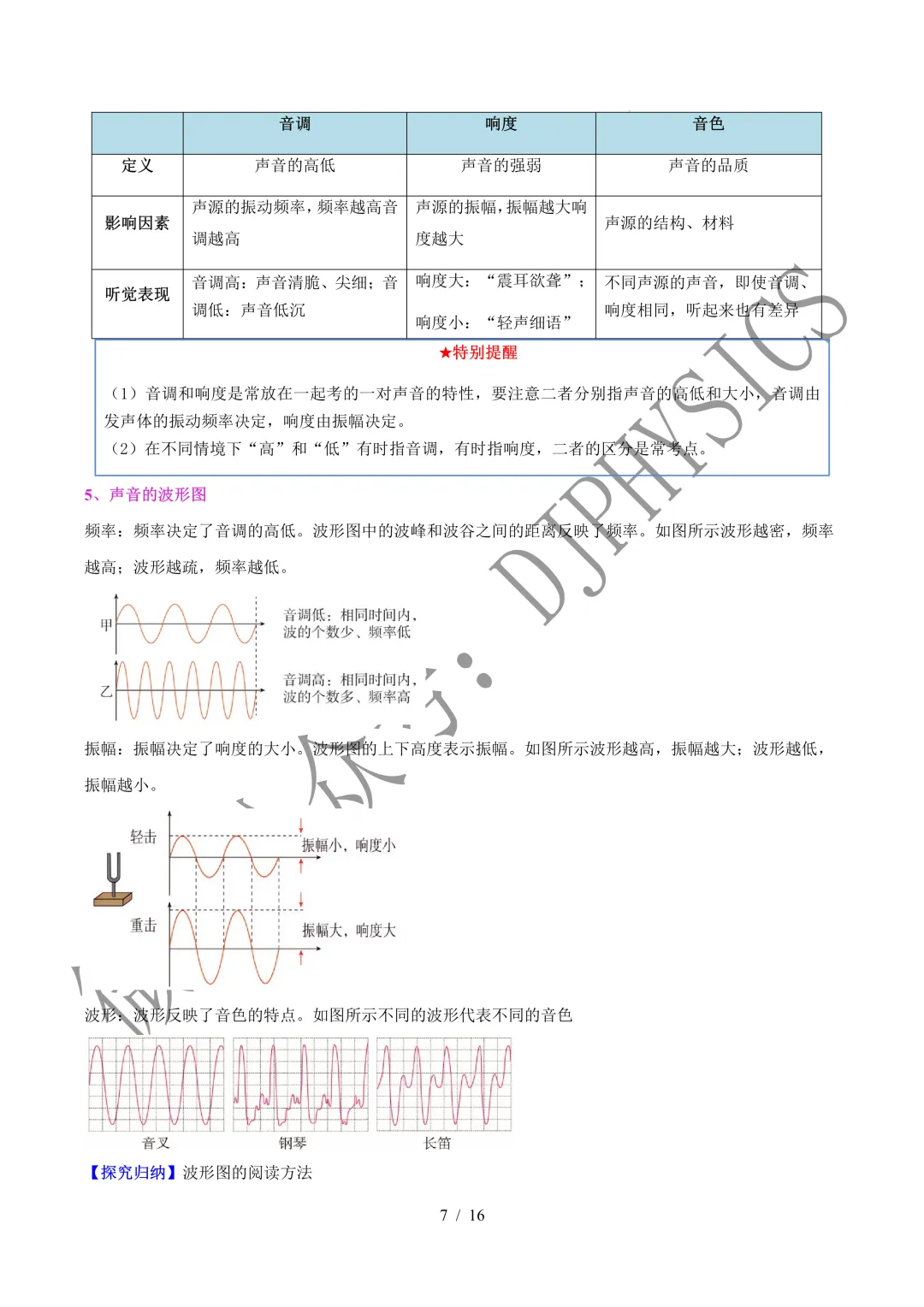 202609新人教 | 中考物理高效讲义 | 2.2声音的特性-第10张图片-四季读书网