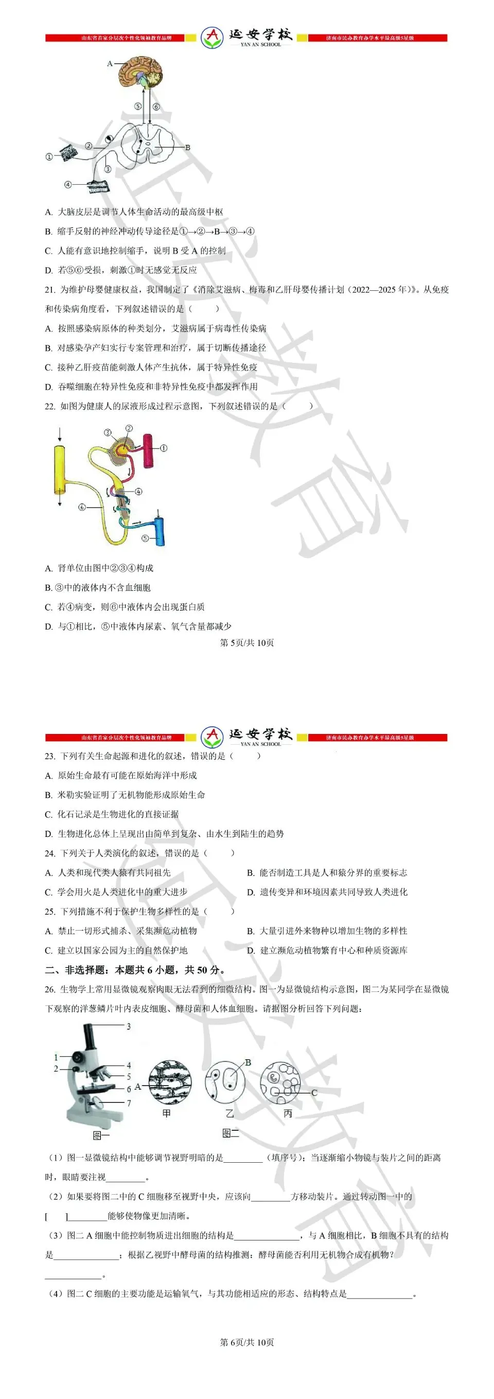 2026济南市中考生物试卷解析:真题演练、难点拆解、命题趋势-第6张图片-四季读书网 2026济南市中考生物试卷解析:真题演练、难点拆解、命题趋势-第6张图片-四季读书网